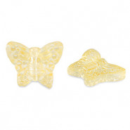 Glasperle 16mm Schmetterling - Yellow